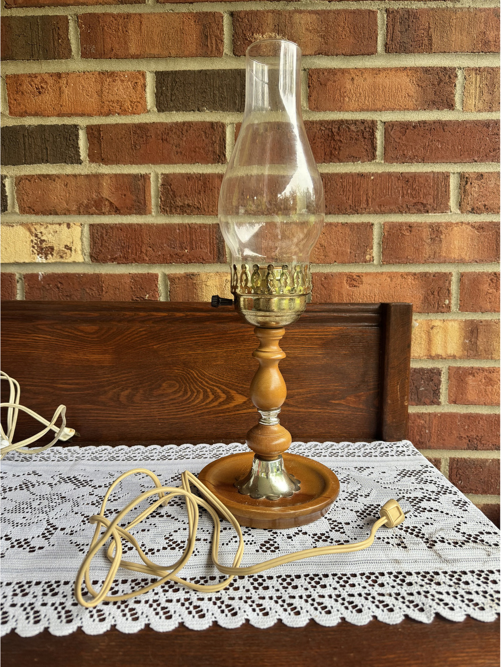 Vintage Electric Oil Lamp Style Table Lamp with Glass Chimney